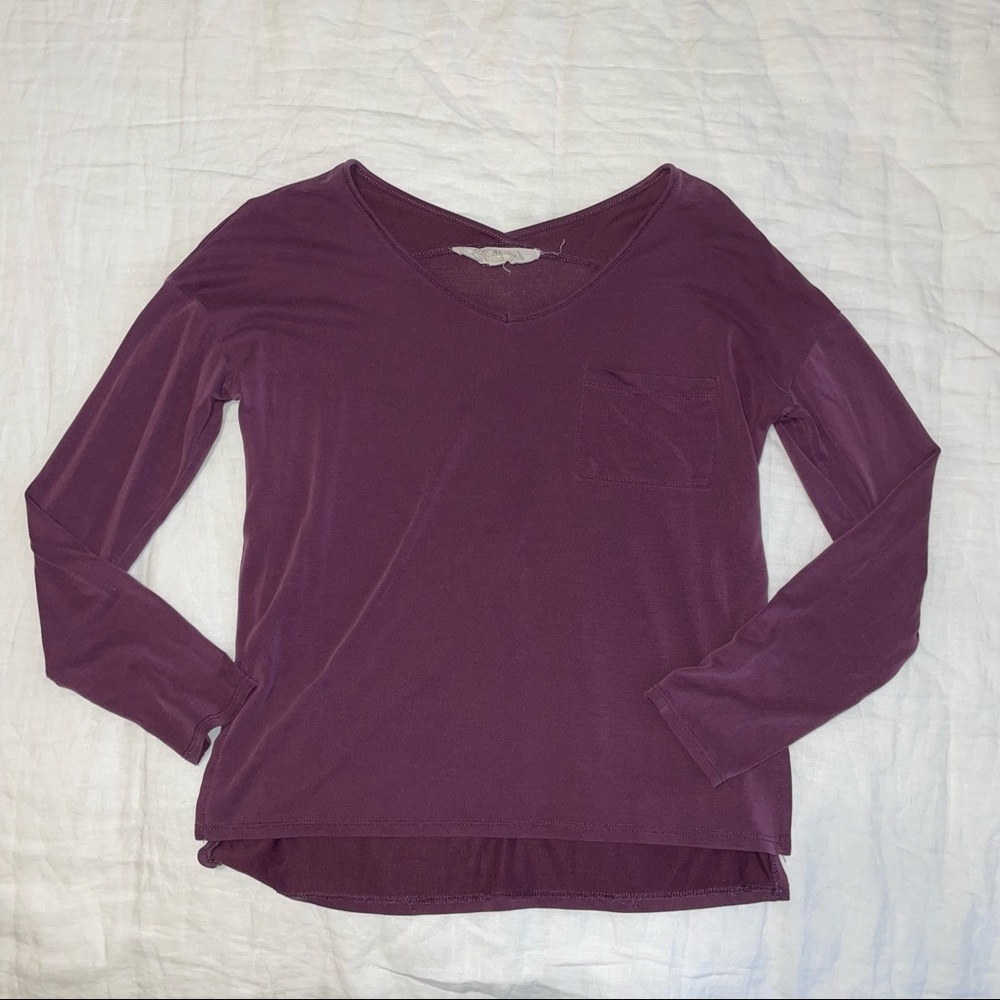 Pink Rose Long Sleeve Plum Purple Top